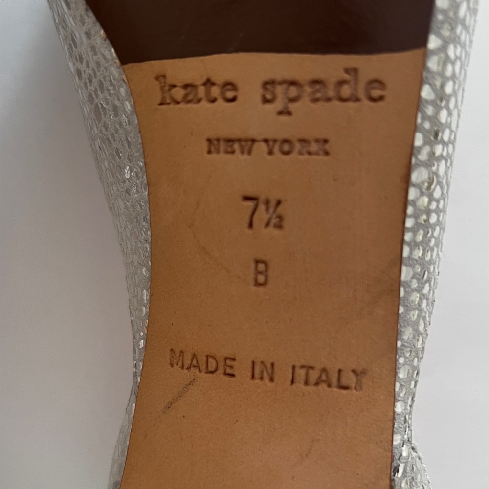 Kate Spade Lara  Cracked Silver Peep-Toe‎ High Heels Size 7.5 B 
Made in Italy - Picture 8 of 12
